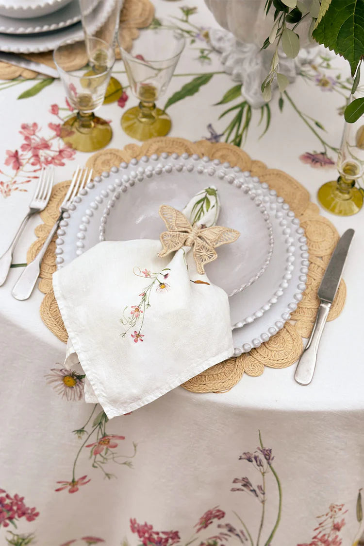 "Our June" Floral Linen - Tablecloth