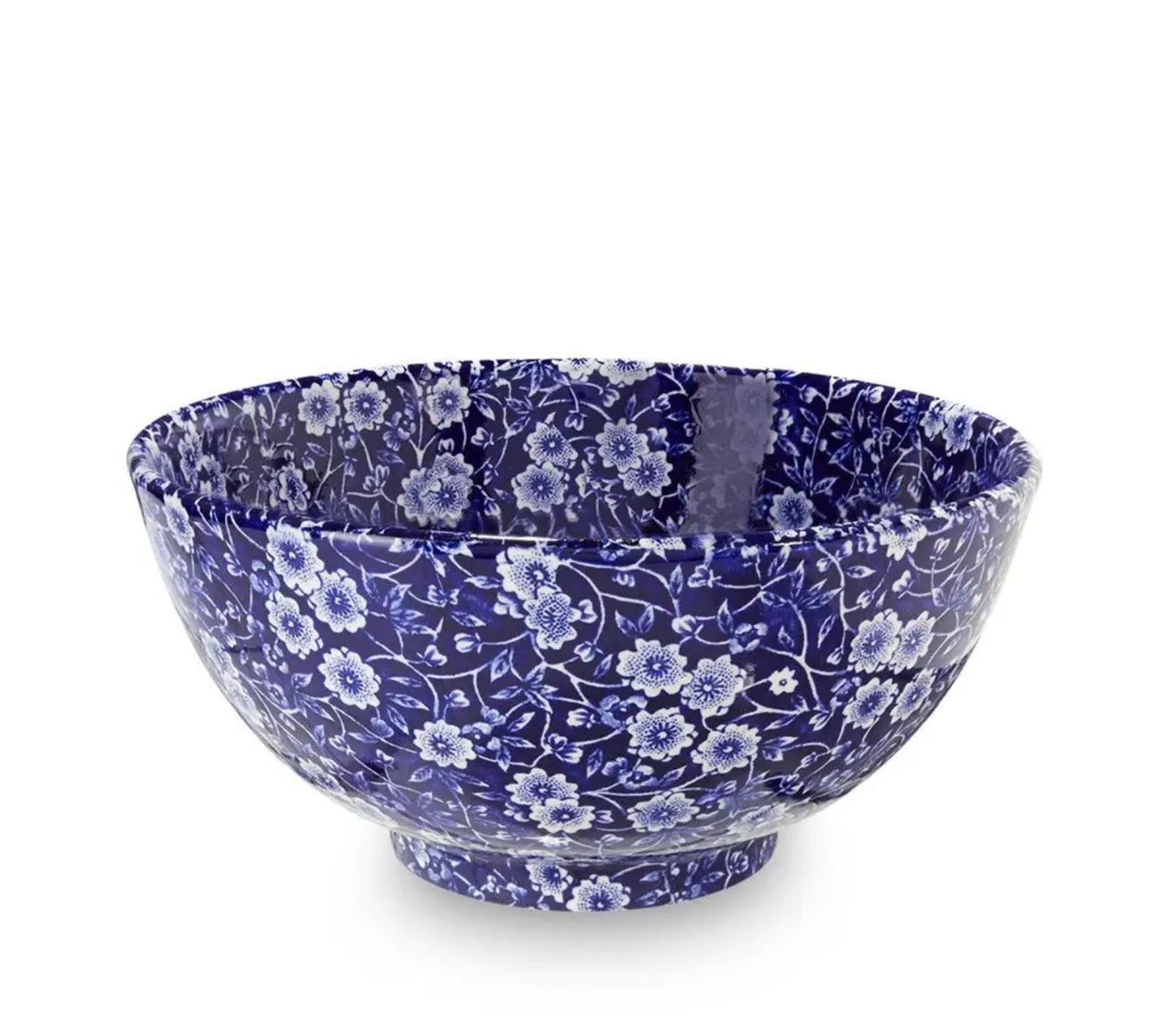 Blue Calico Footed Medium Bowl