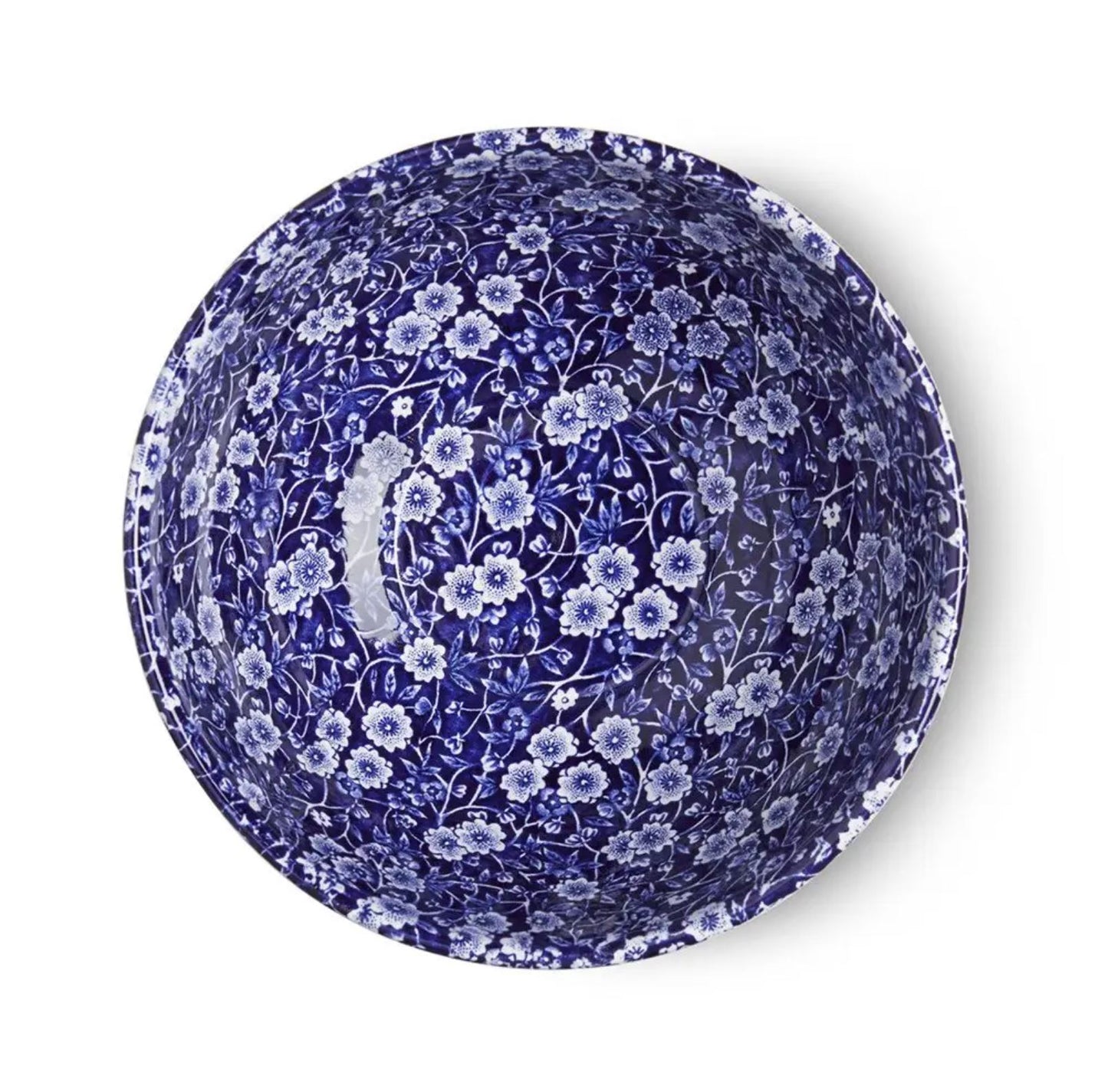 Blue Calico Footed Medium Bowl