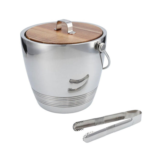 Round Ice Bucket with Tongs