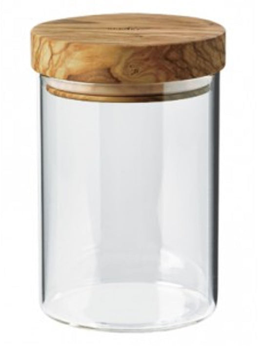 Borosilicate Glass Jar w/ Olivewood Lid, 20 Oz
