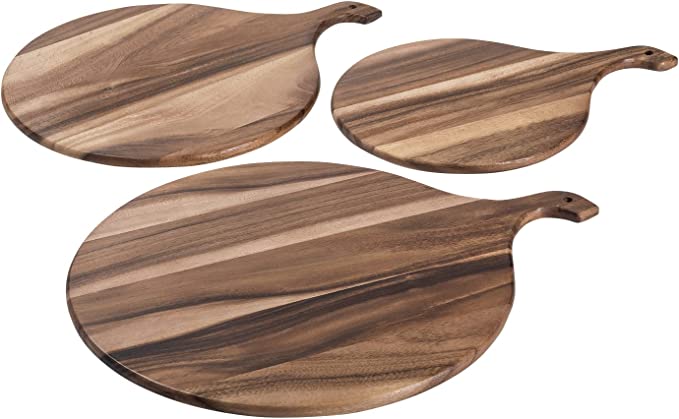 Round Board with Handle Acacia Wood